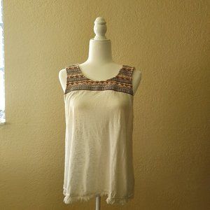Embroidered White Sleeveless Top